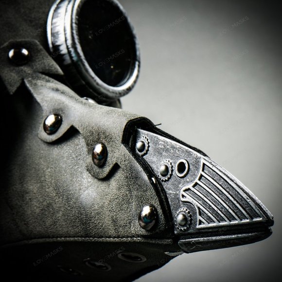 Steampunk Full Face Plague Doctor Mask - Grey - Picture 5 of 8